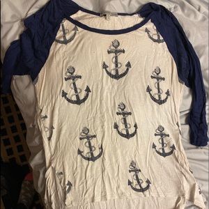 anchor blue and white shirt